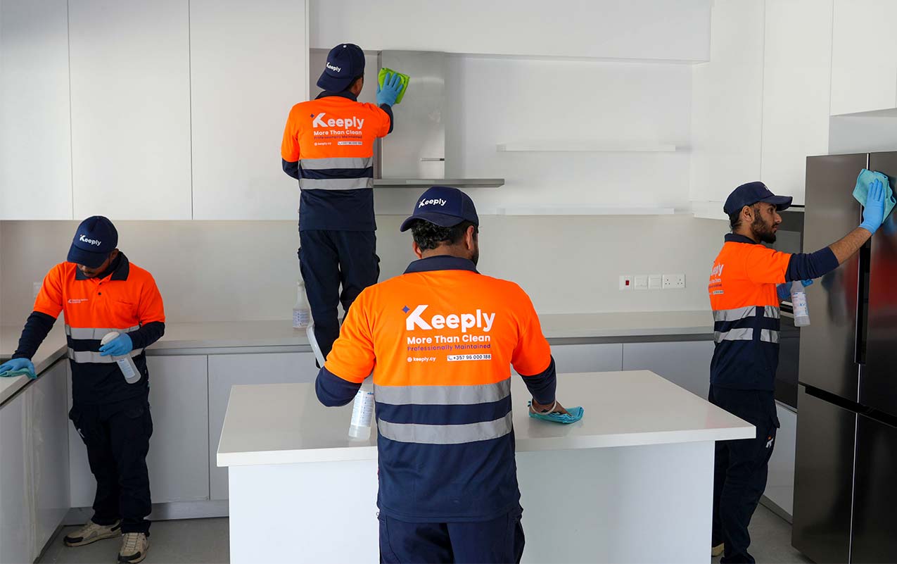 keeply team cleaning a kitchen